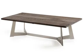 16' Dark Aged Oak Wood Veneer and Steel Coffee Table By Homeroots