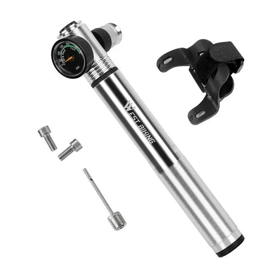 300 Psi Mini Bike Pump With Gauge Mountain Road Bicycle High Pressure Hand Air Pump CNC Cycling Pump Tire Inflator