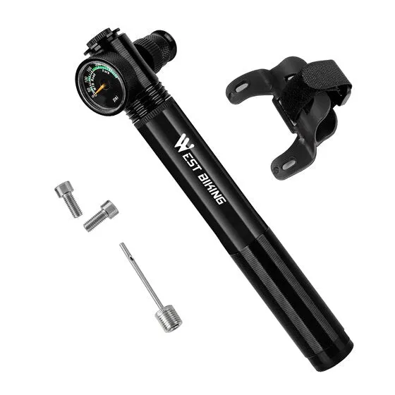 300 Psi Mini Bike Pump With Gauge Mountain Road Bicycle High Pressure Hand Air Pump CNC Cycling Pump Tire Inflator