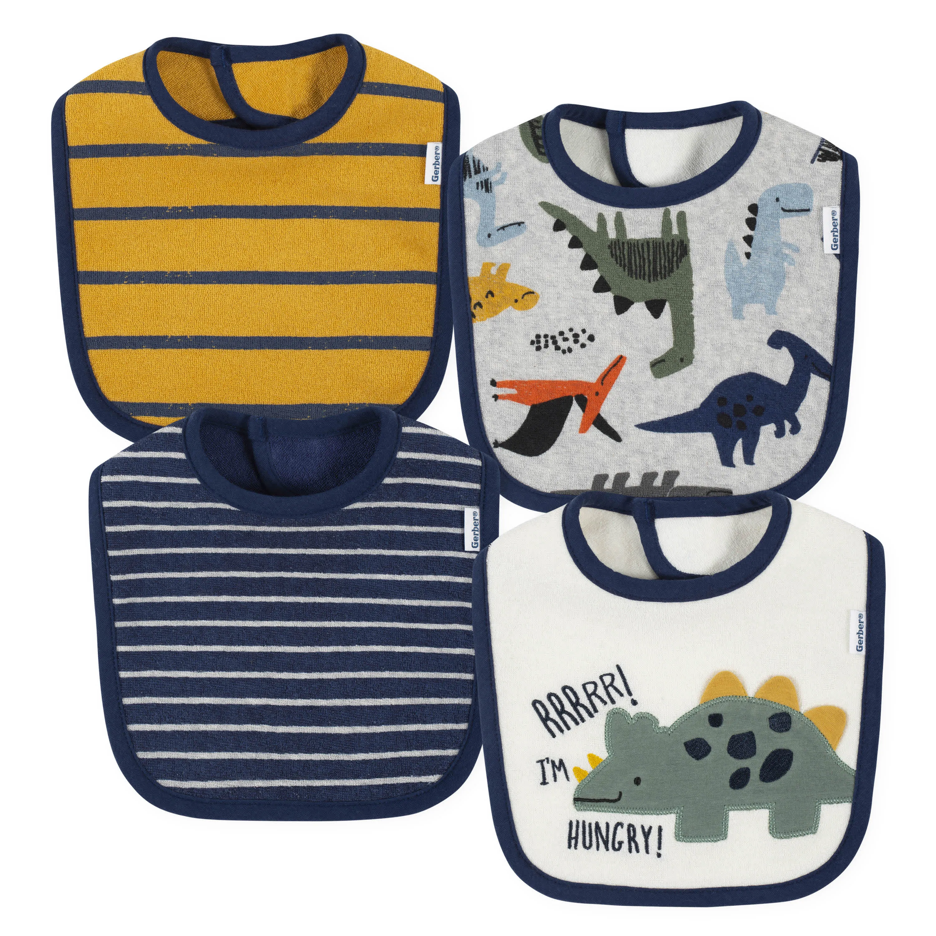 4-Pack Baby Boys Dino Bibs