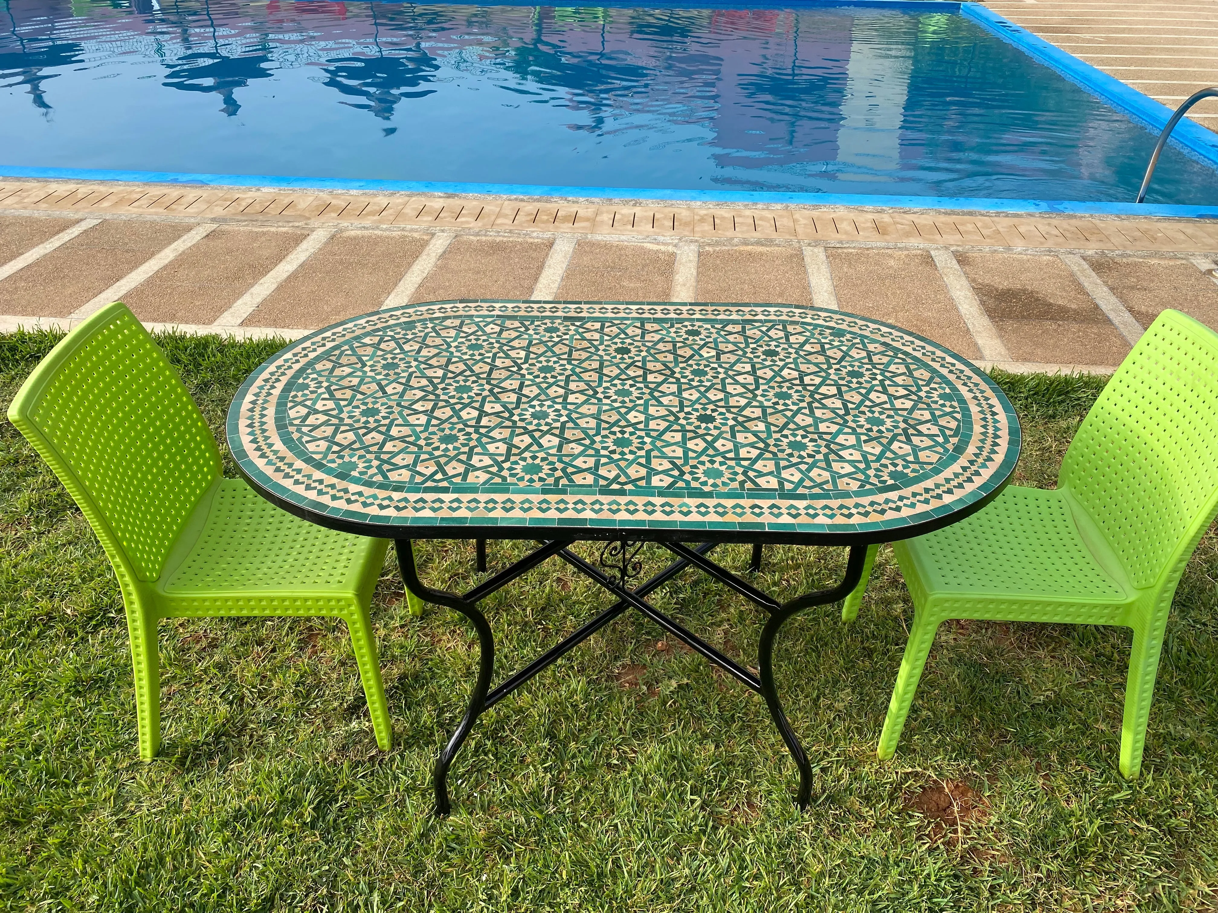 Amazing dinning Table, Moroccan Mosaic Table,  Oval table, outdoor-indoor Mosaic Table, Large Mosaic Table, 100% handcrafted, free shipping