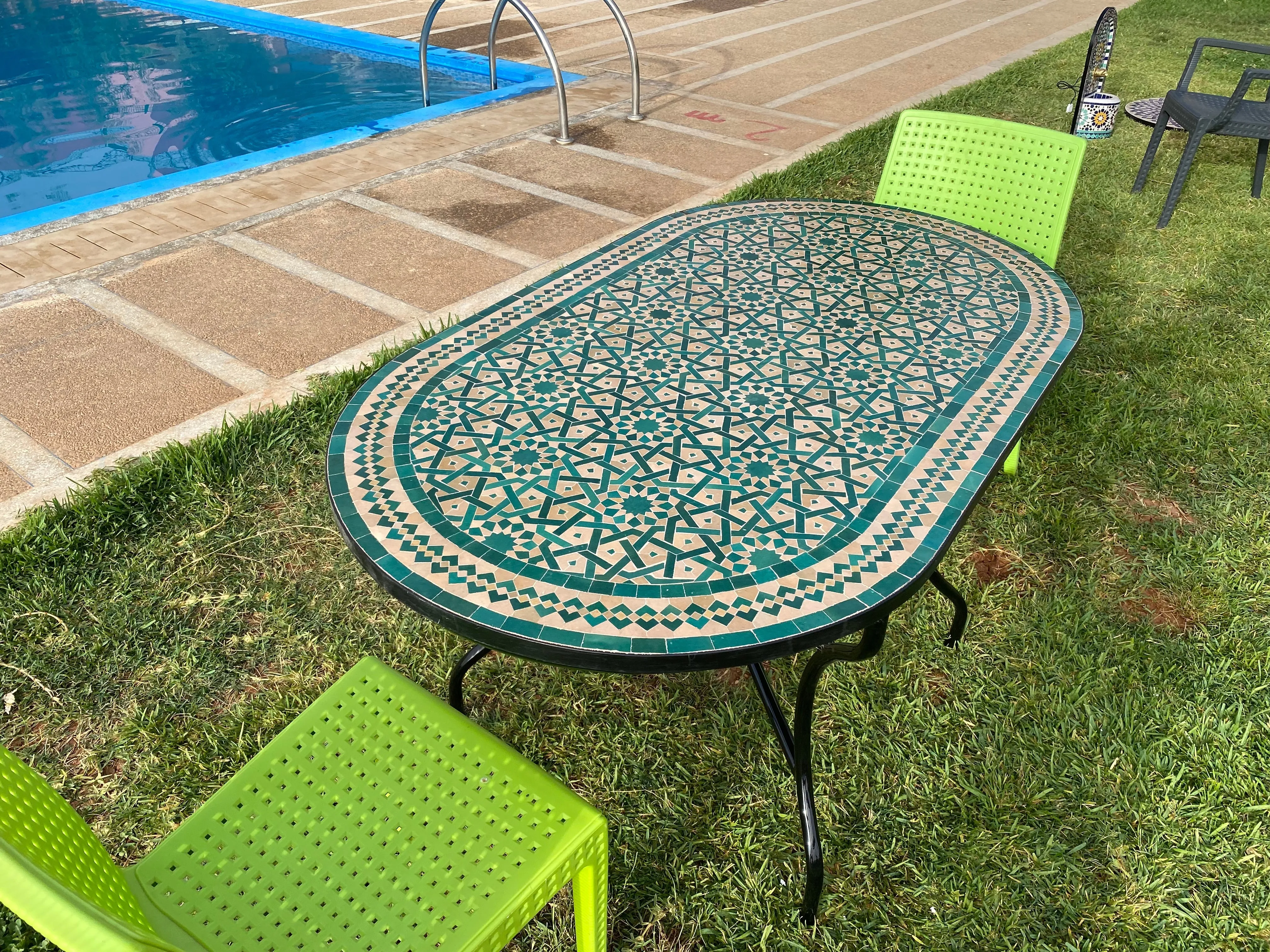 Amazing dinning Table, Moroccan Mosaic Table,  Oval table, outdoor-indoor Mosaic Table, Large Mosaic Table, 100% handcrafted, free shipping