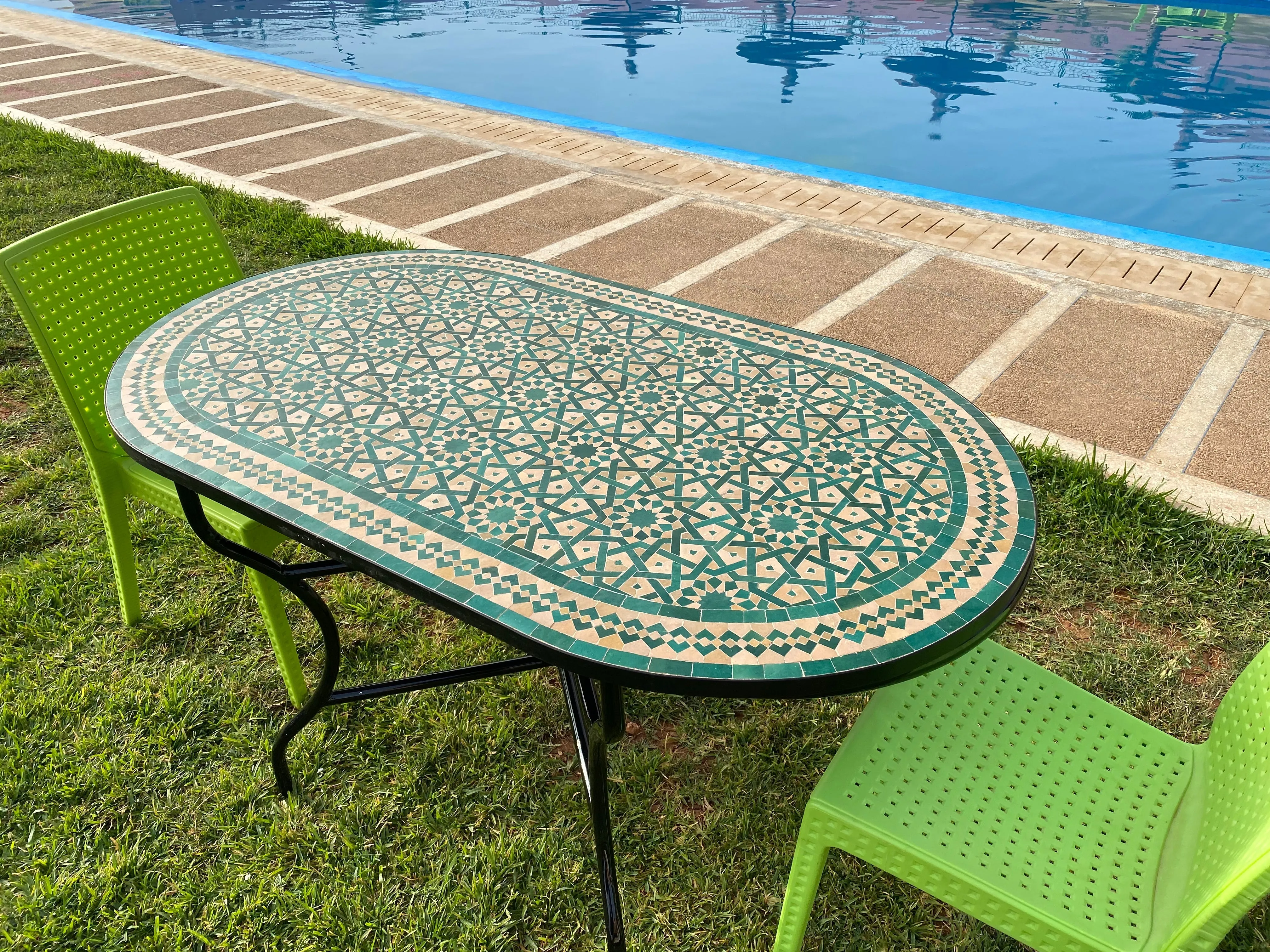 Amazing dinning Table, Moroccan Mosaic Table,  Oval table, outdoor-indoor Mosaic Table, Large Mosaic Table, 100% handcrafted, free shipping