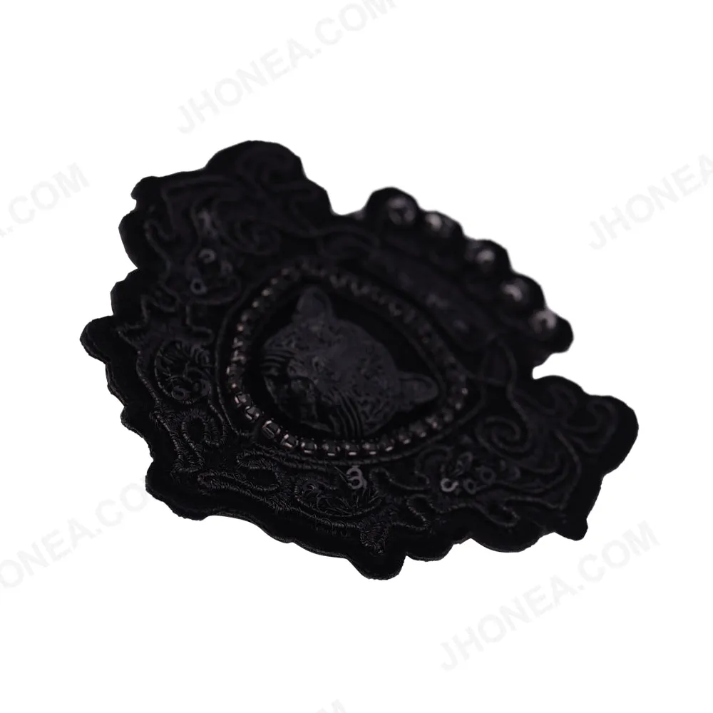 Archetypal Black Jaguar Face Badge Patch for Mens Clothing