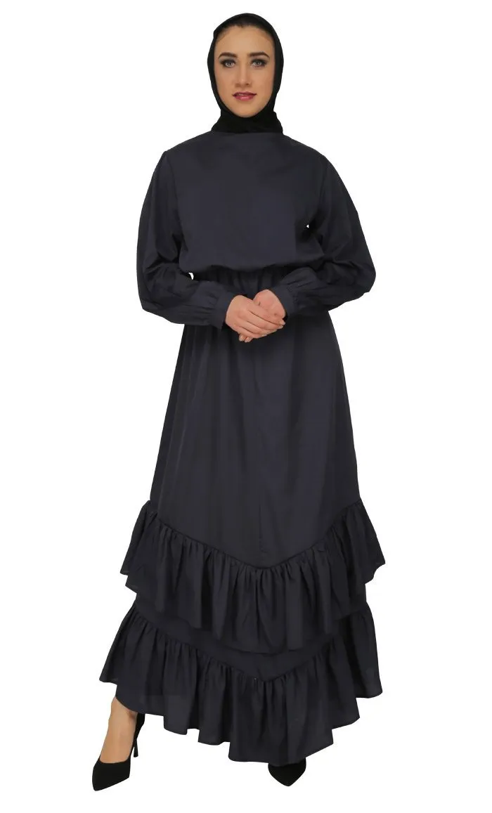 Assymetrical Twist Detail Long Abaya Dress