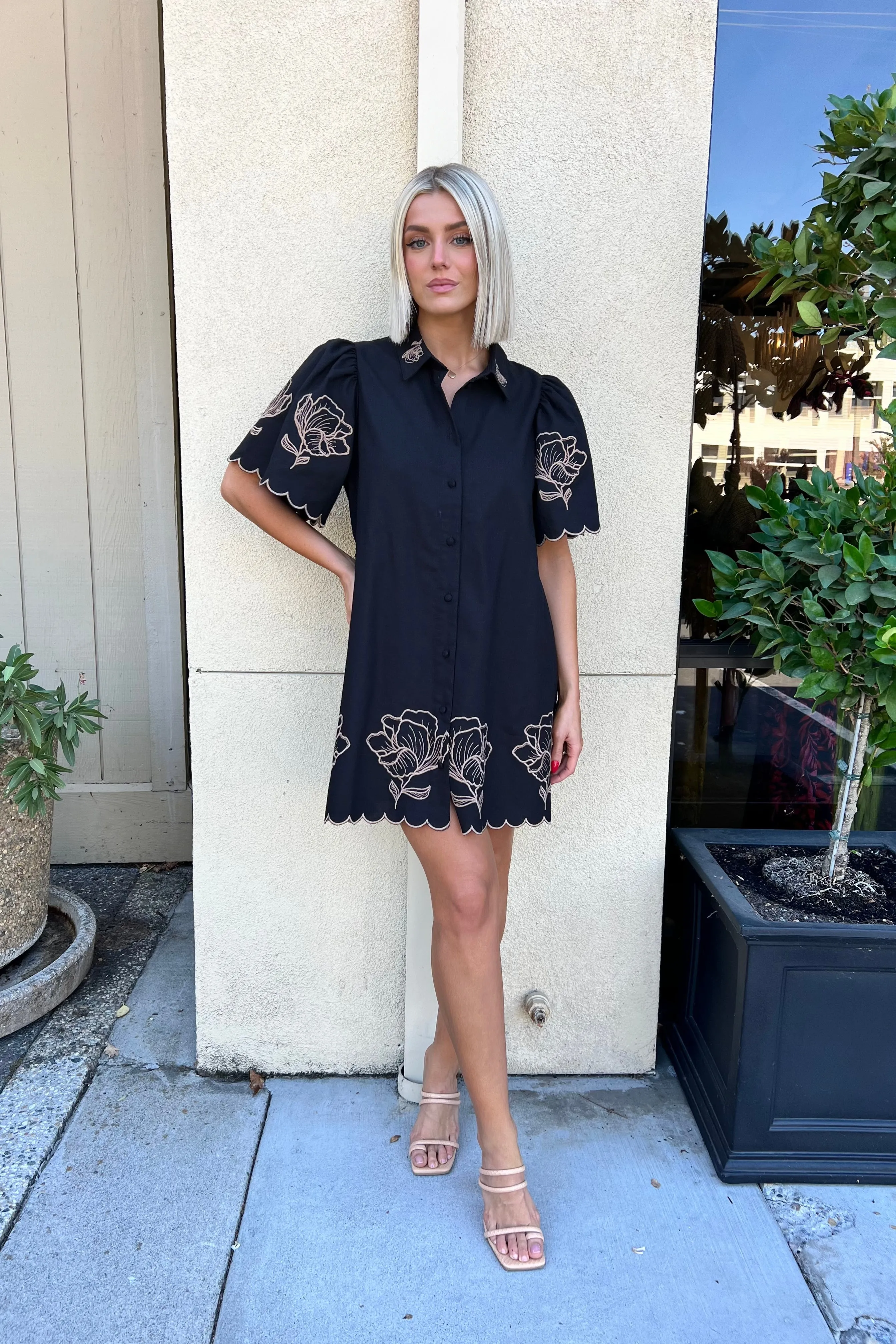 AURELY FLORAL EMBROIDERED DRESS