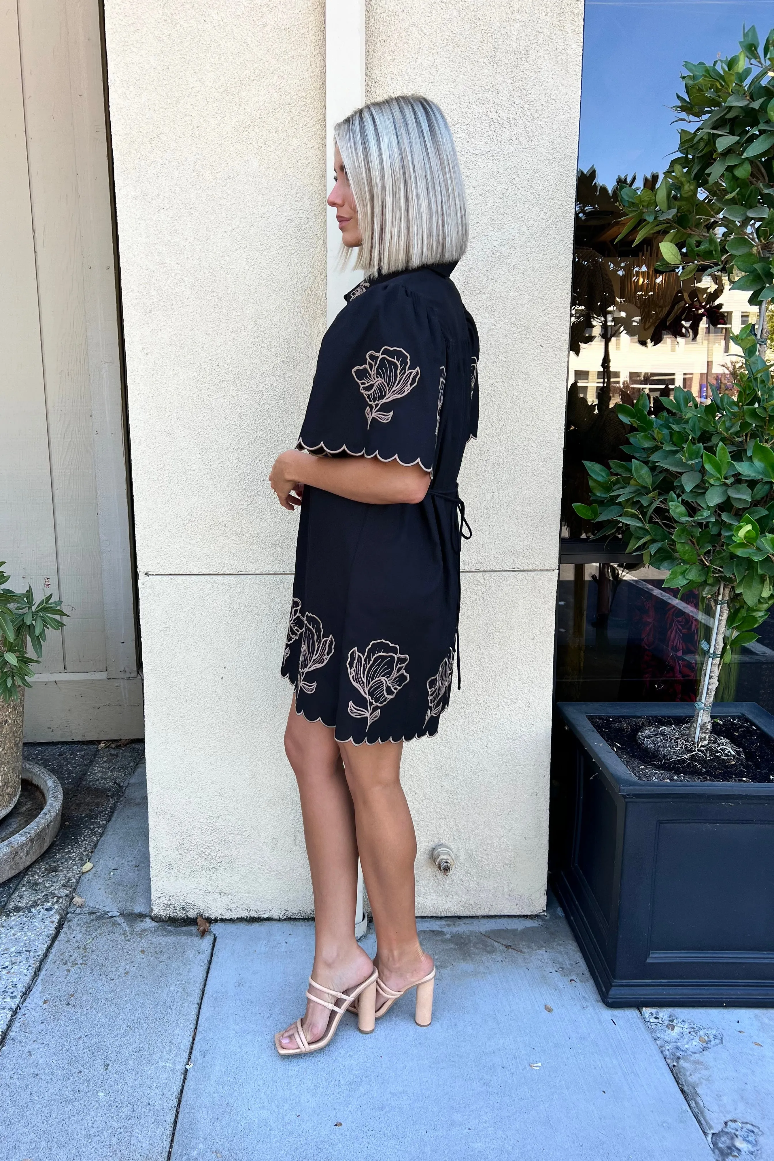 AURELY FLORAL EMBROIDERED DRESS