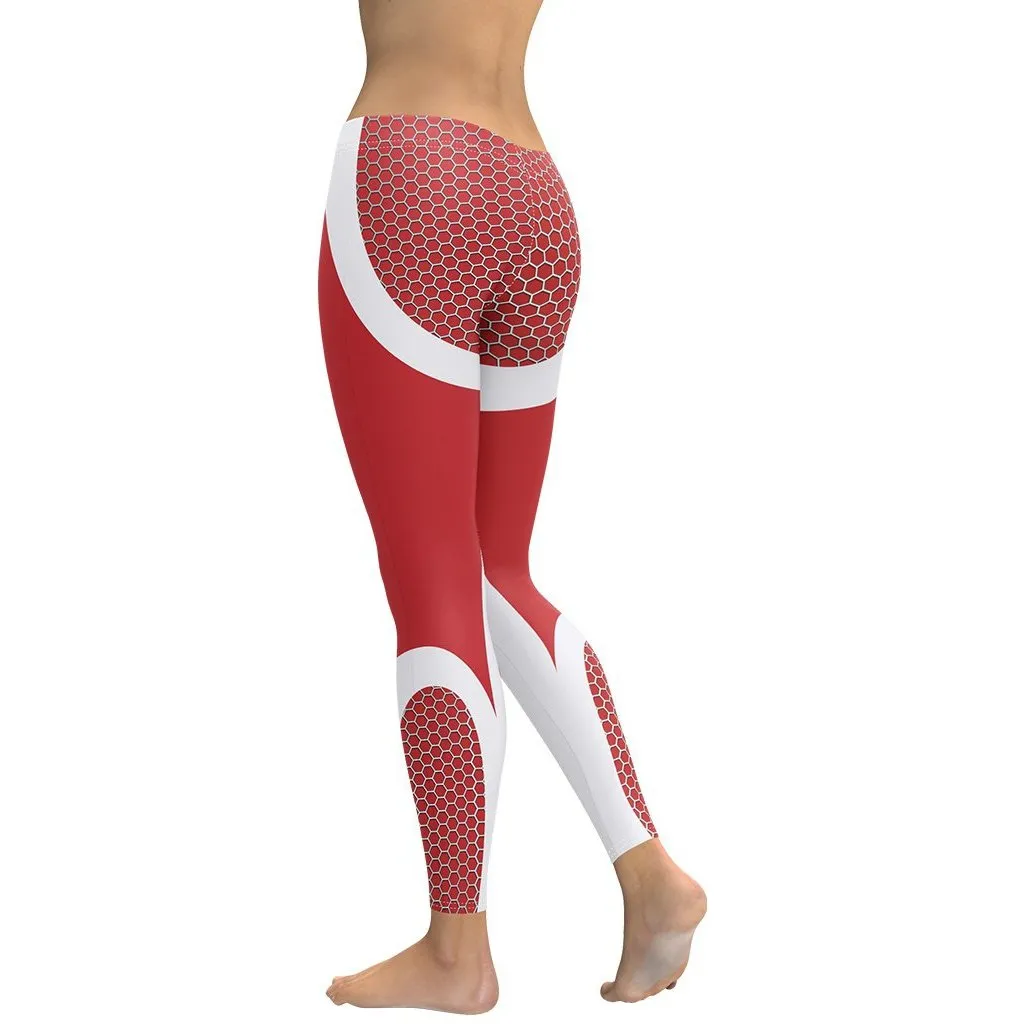 Beehive Geometric Leggings Scarlet Red