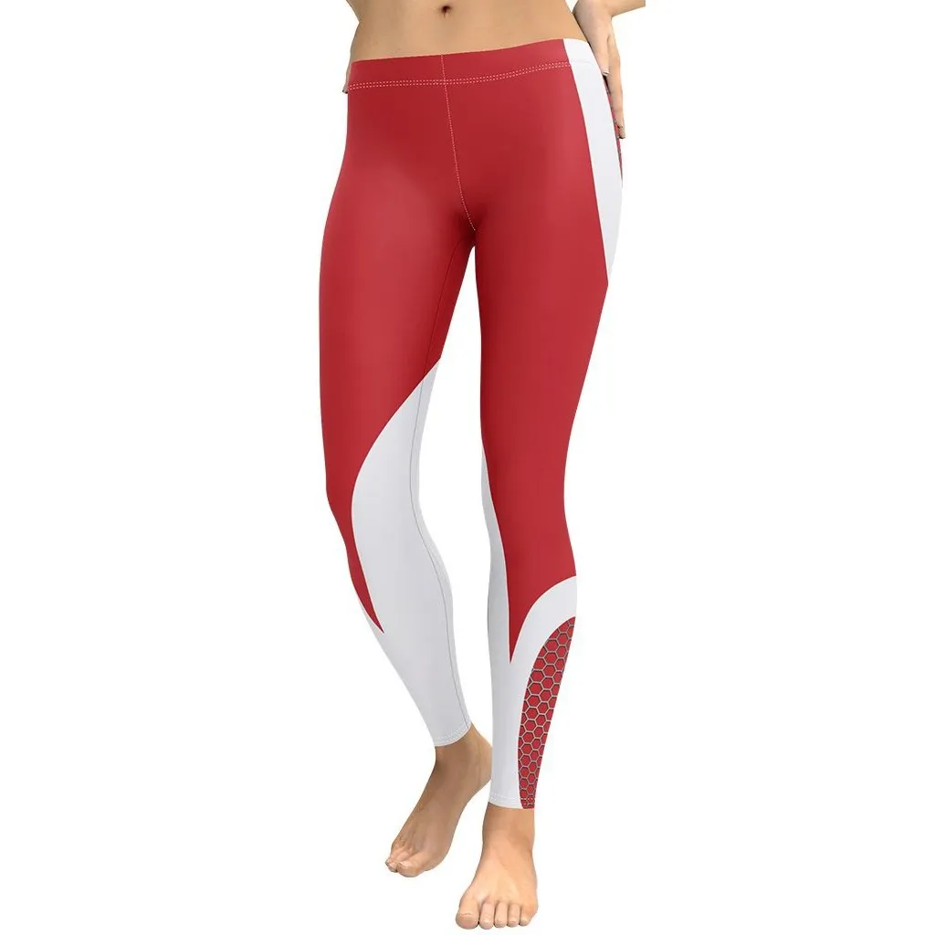 Beehive Geometric Leggings Scarlet Red