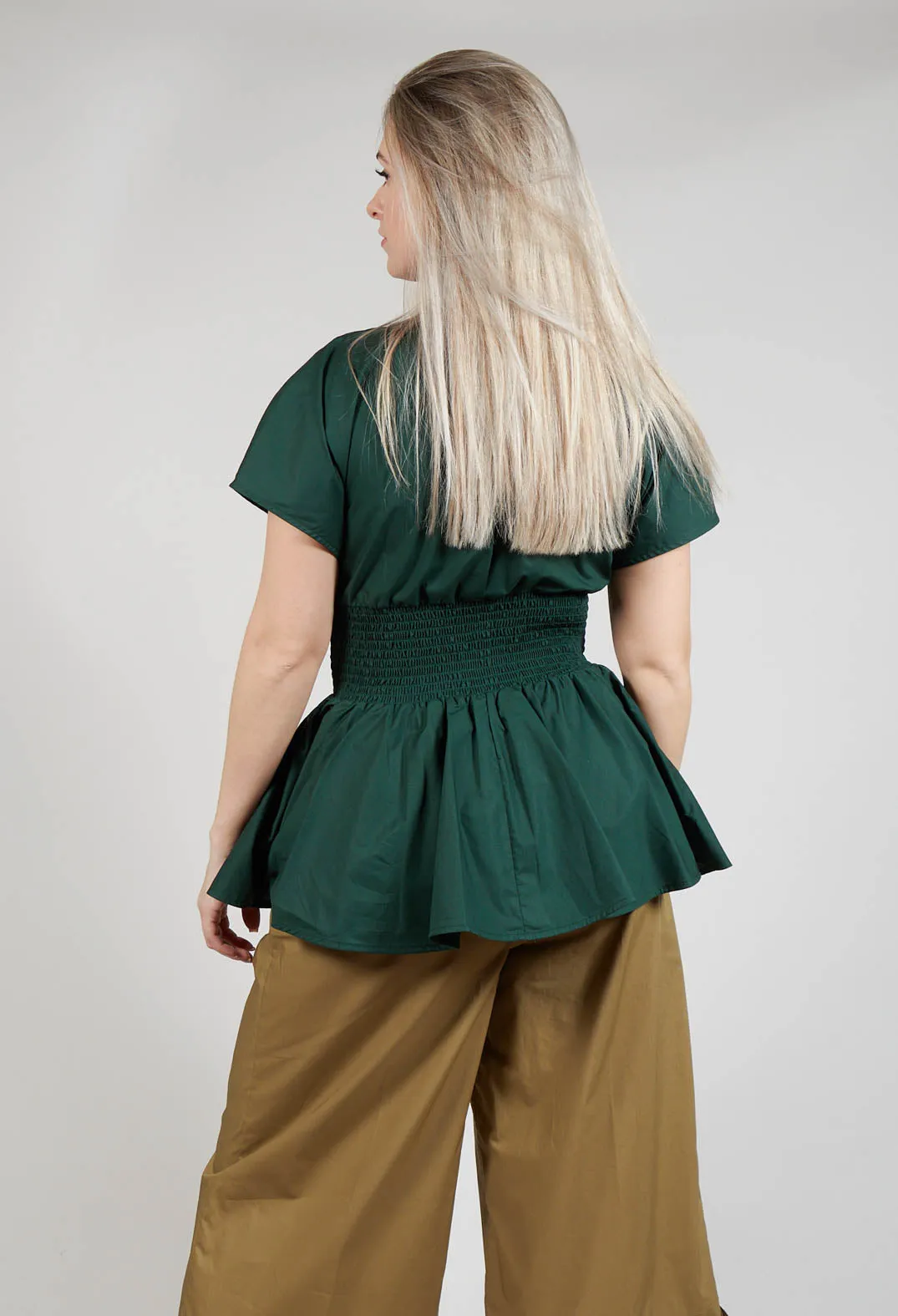 Belt Front Blouse in Green