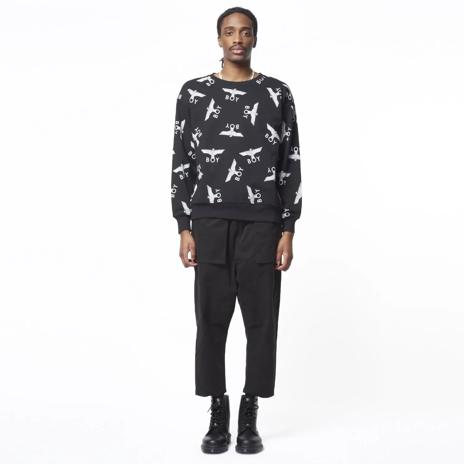 BOY REPEAT SWEATSHIRT - BLACK/WHITE