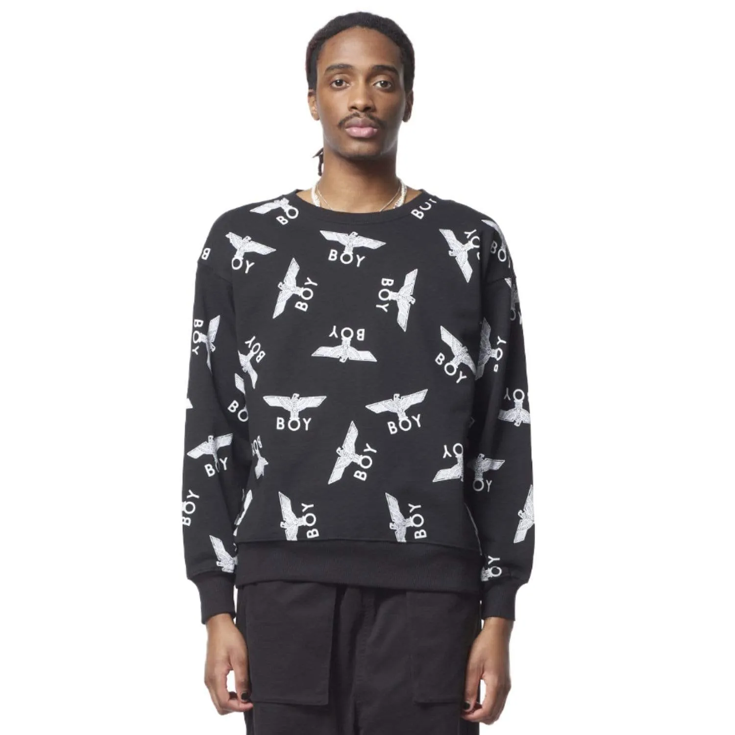 BOY REPEAT SWEATSHIRT - BLACK/WHITE