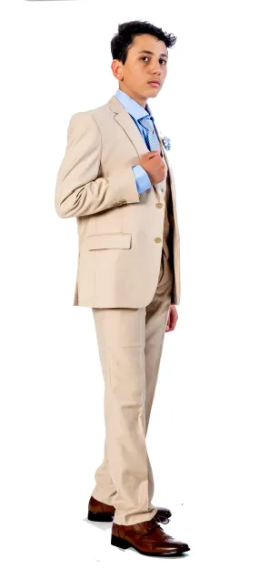 Boys 5 Piece Suit Color Sand