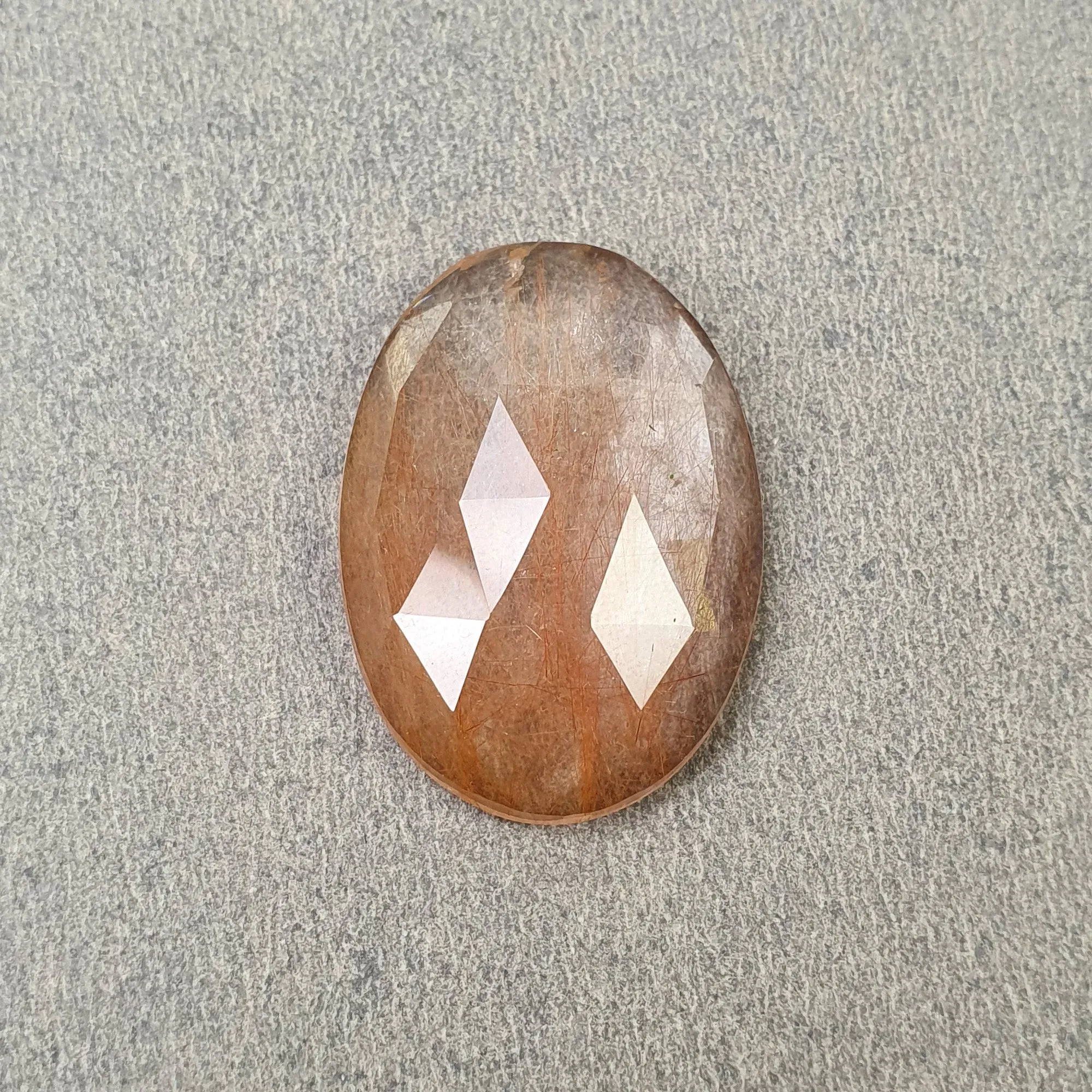 Brown RUTILE QUARTZ Gemstone Rose Cut : 38.50cts Natural Untreated Unheated Rutile Oval Shape 31*22mm (With Video)