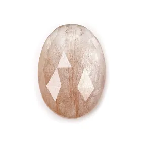 Brown RUTILE QUARTZ Gemstone Rose Cut : 38.50cts Natural Untreated Unheated Rutile Oval Shape 31*22mm (With Video)