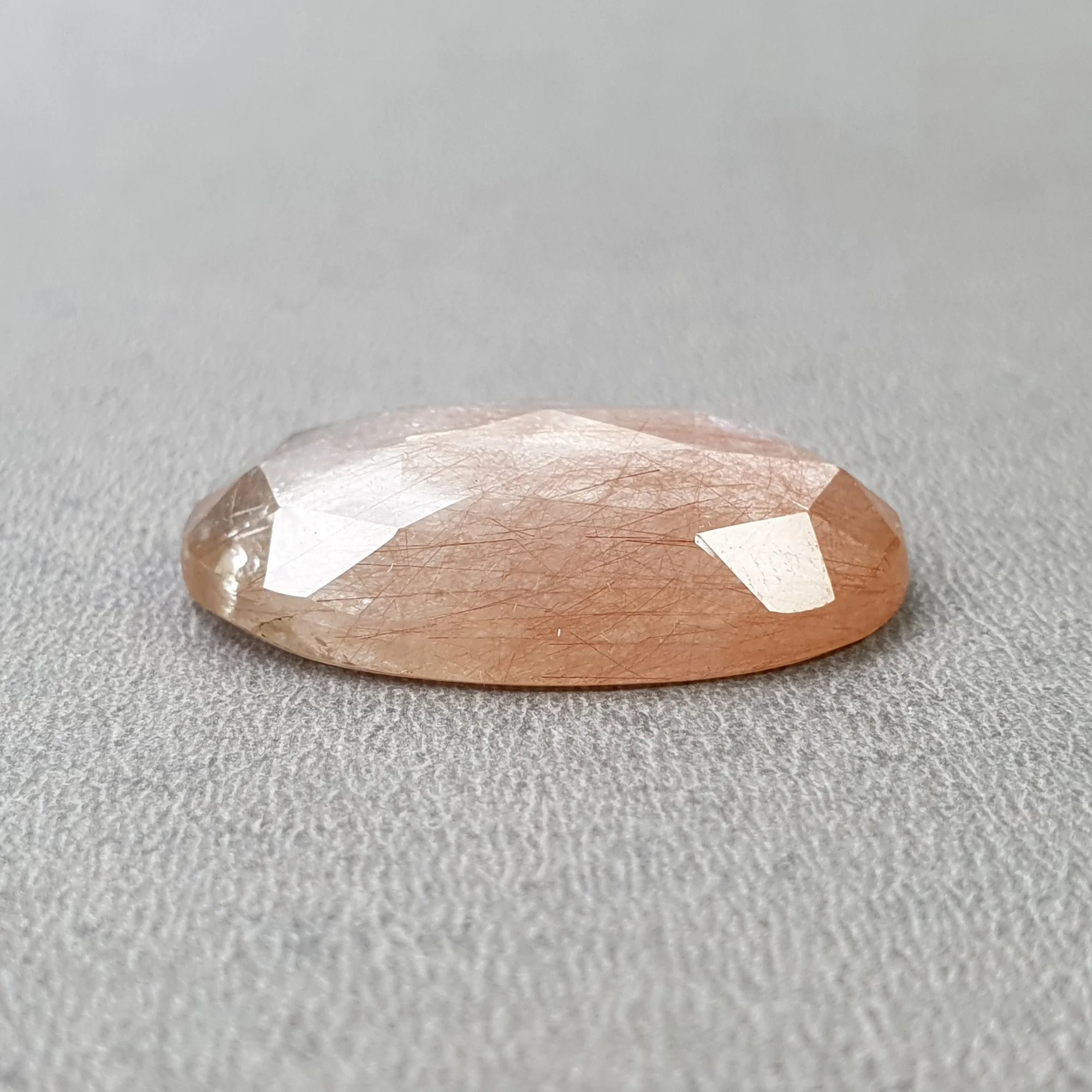 Brown RUTILE QUARTZ Gemstone Rose Cut : 38.50cts Natural Untreated Unheated Rutile Oval Shape 31*22mm (With Video)