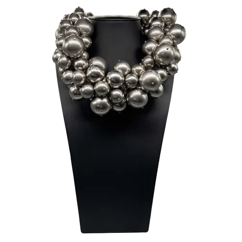 CHANEL - Summer 2013 - B13 S Silver CC Cluster Ball Chocker Necklace NEW w/ Tags