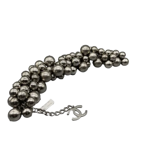 CHANEL - Summer 2013 - B13 S Silver CC Cluster Ball Chocker Necklace NEW w/ Tags