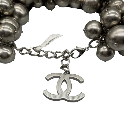 CHANEL - Summer 2013 - B13 S Silver CC Cluster Ball Chocker Necklace NEW w/ Tags