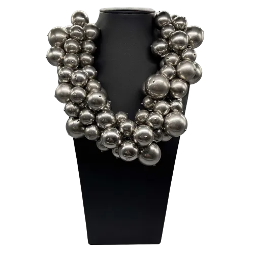 CHANEL - Summer 2013 - B13 S Silver CC Cluster Ball Chocker Necklace NEW w/ Tags