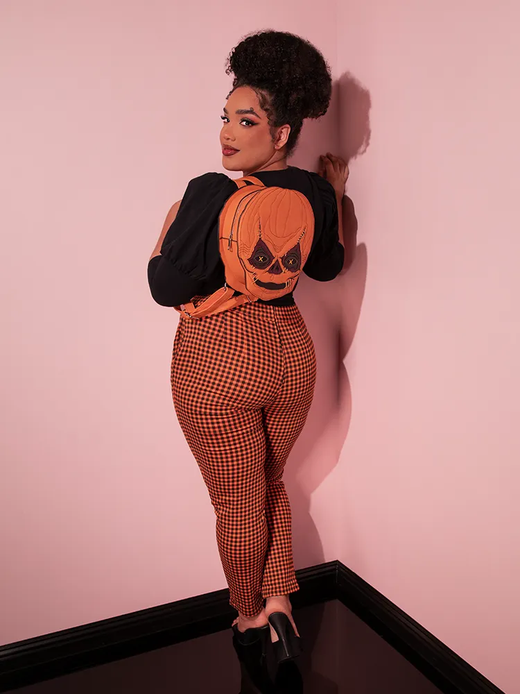 Cigarette Pants in Orange Pumpkin Gingham - Vixen by Micheline Pitt