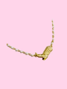 Cowgirl Boot Pearl Chain Necklace