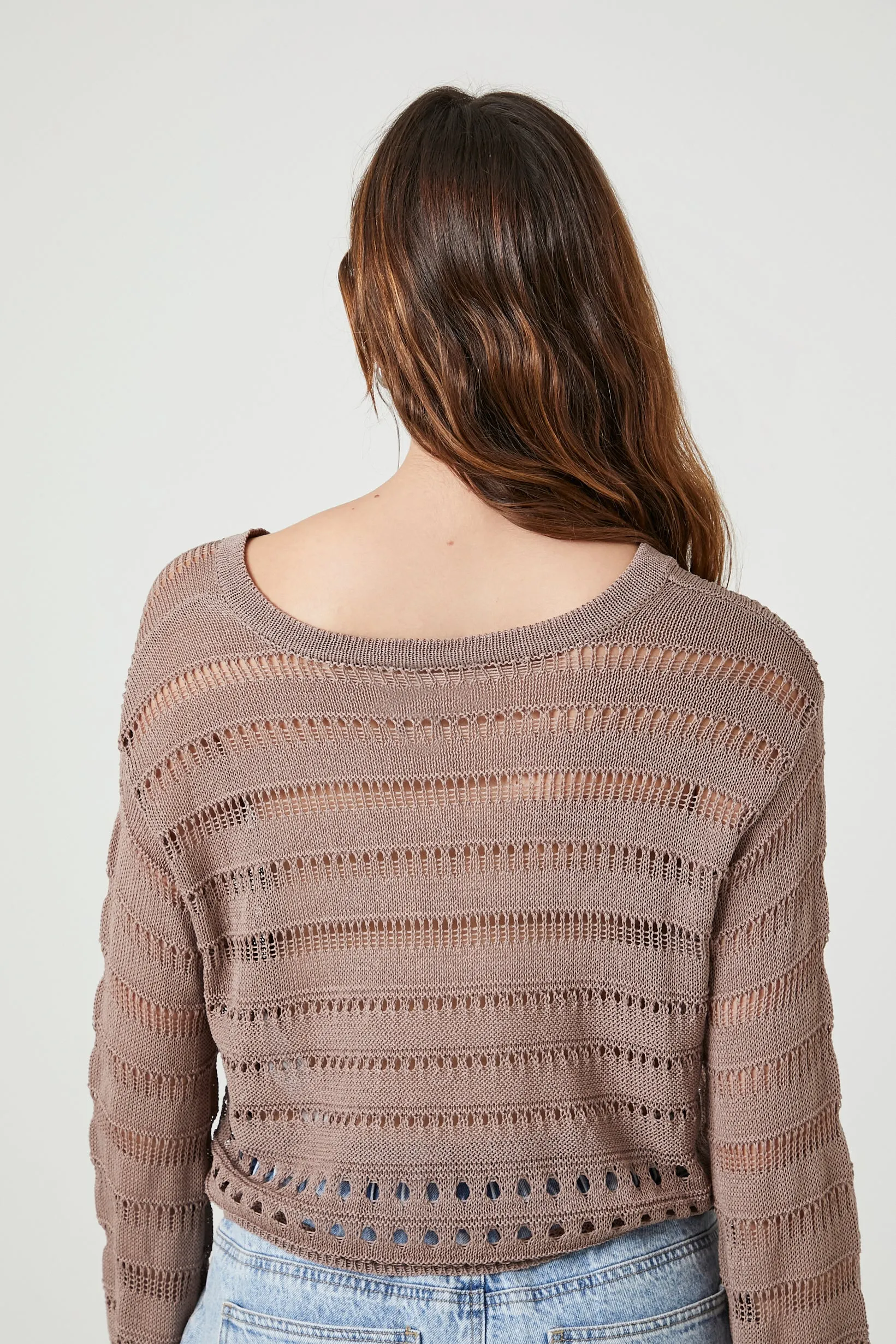 Cropped Open-Knit Sweater