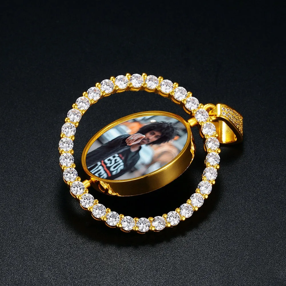 Custom Double Sided Photo Medallion Necklace- Necklace With Photo Inside