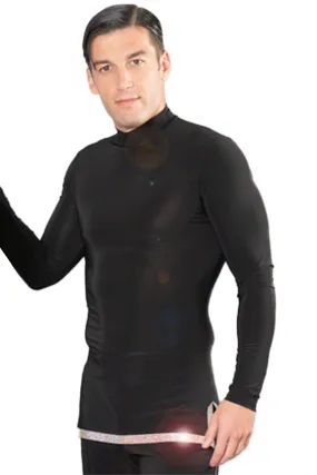 Dance America MS6AR Men's Simple Turtleneck Ballroom Shirt with Rhinestone Hem without Trunks in Stock