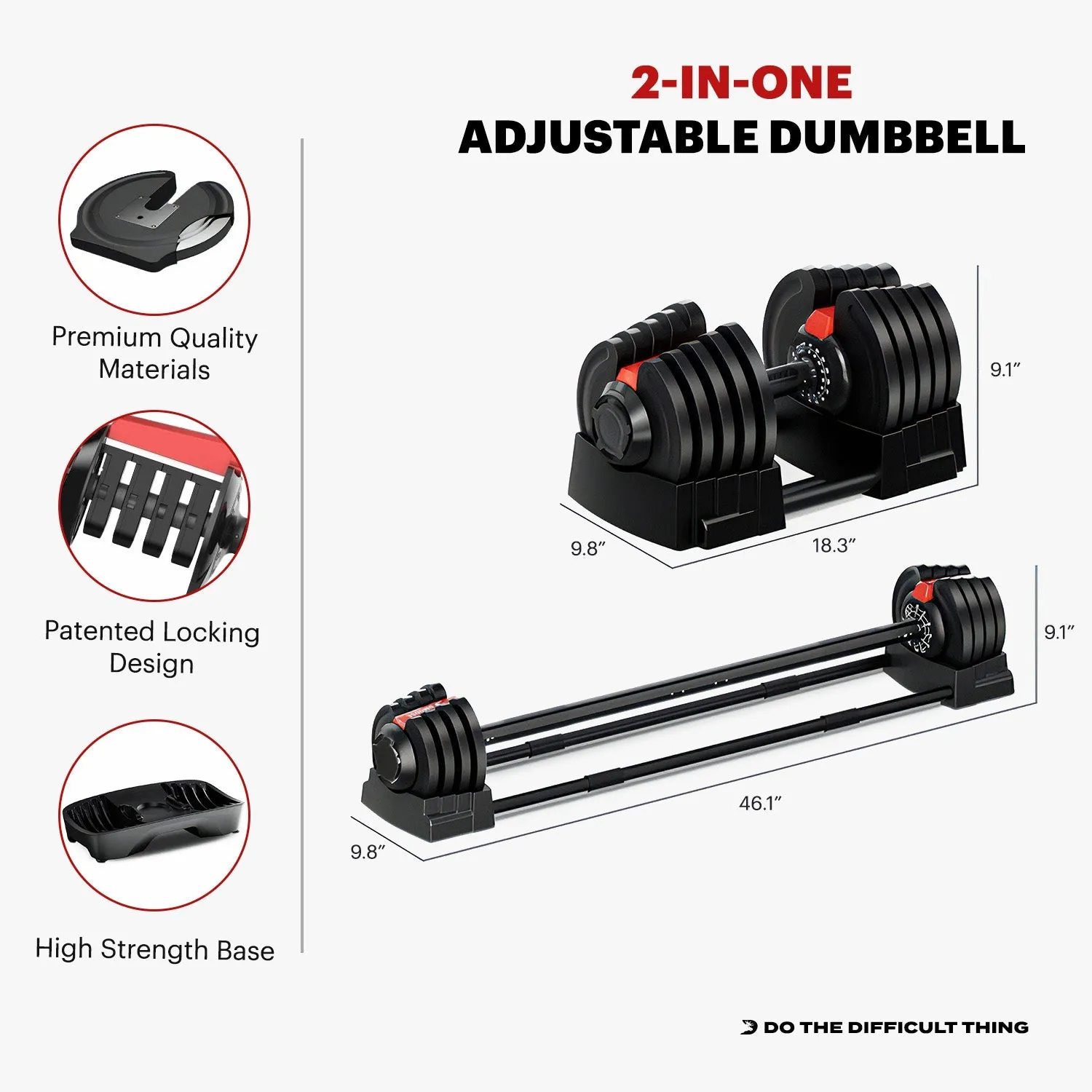 DMoose 90 lb Adjustable Dumbbell & Barbell Set