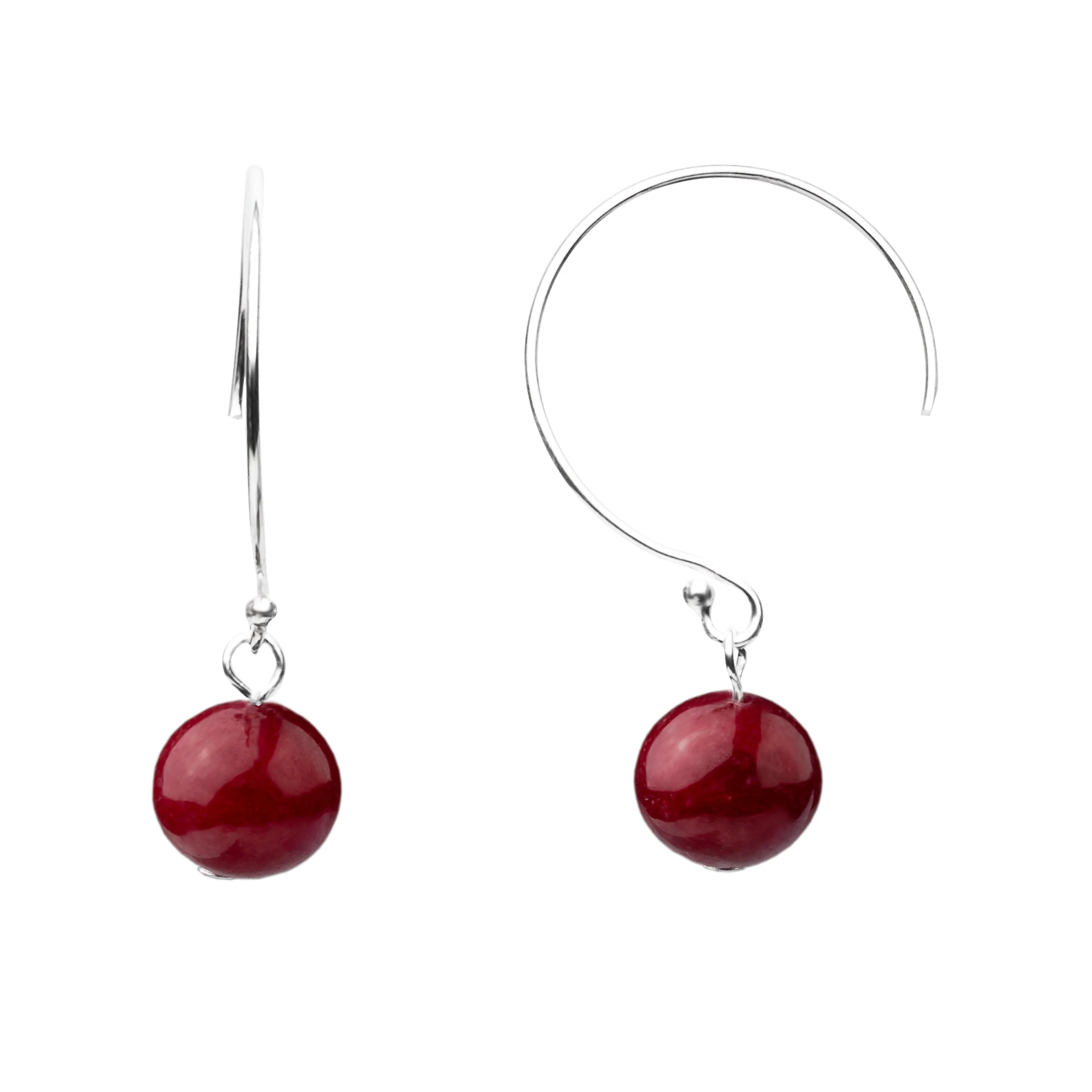 Earring | Curved Loop | Bordeaux Jade