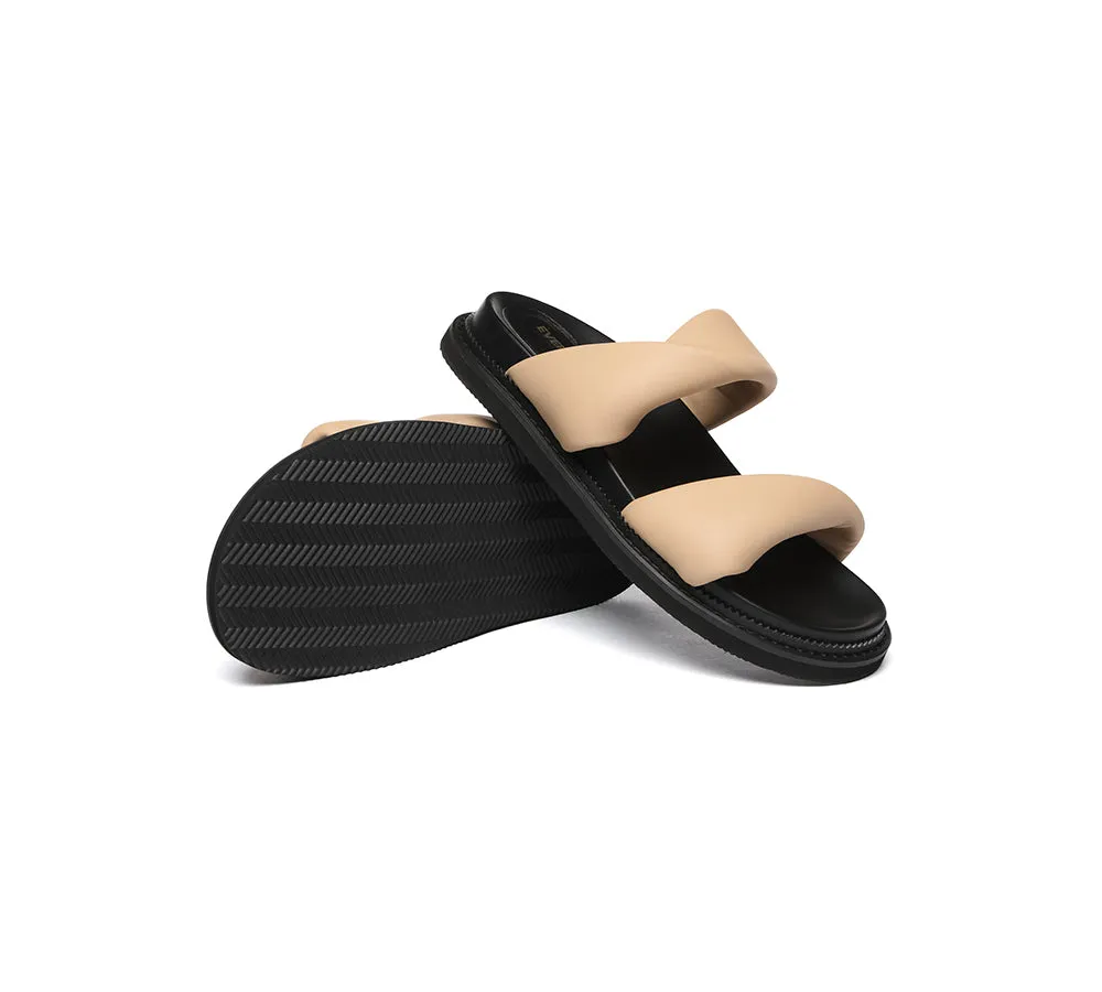 EVERAU® Women Slides Leather Padded Twist Slip-on Sandals Eloise