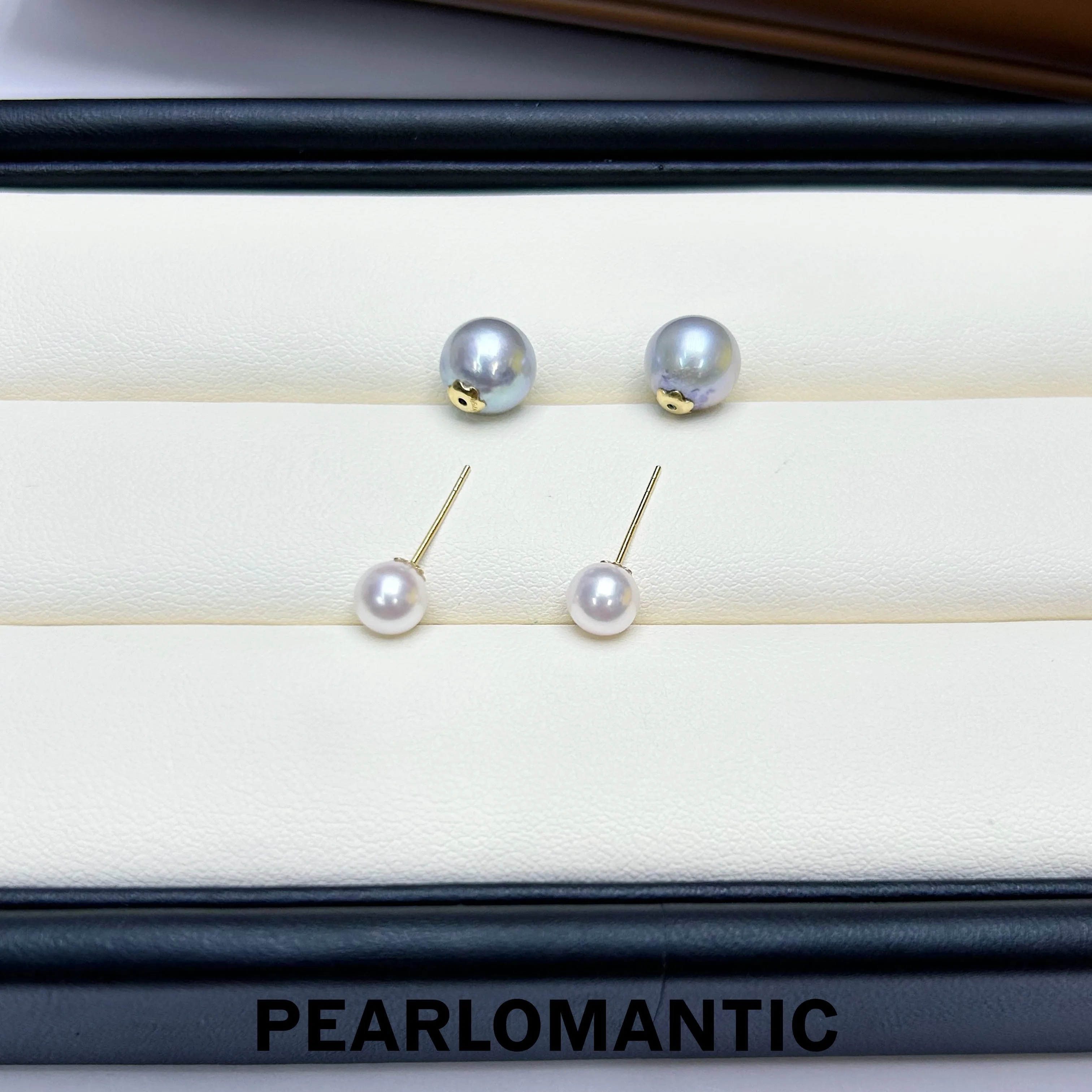 [Everyday Essentials] 18k Gold Akoya Pearl 5-6mm   8-8.5mm Versatile Earrings