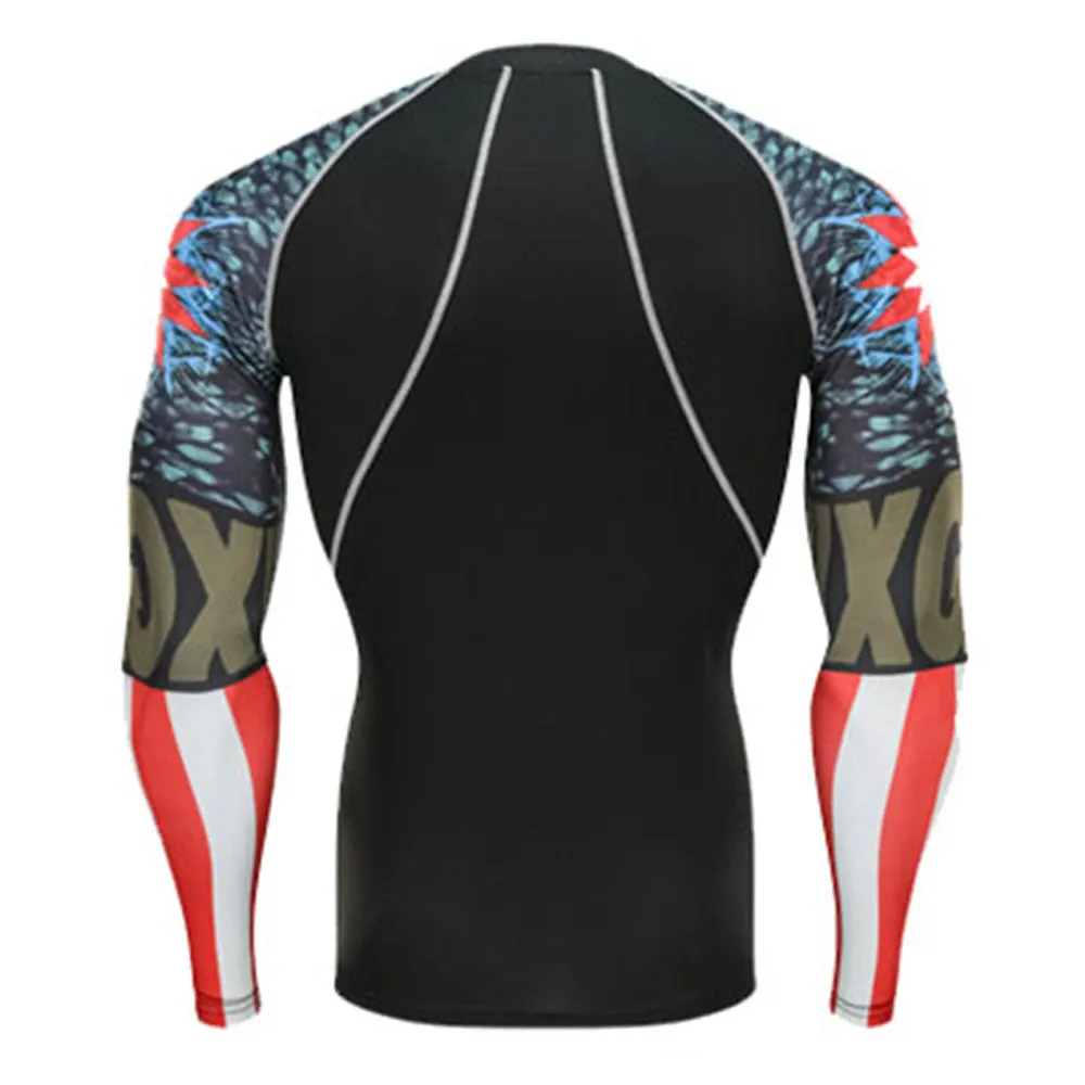 Fire Cracker Long Sleeve No Gi BJJ Compression Rash Guard & Leggings/Spats for Jiu Jitsu, MMA, Grappling & Wrestling Kit