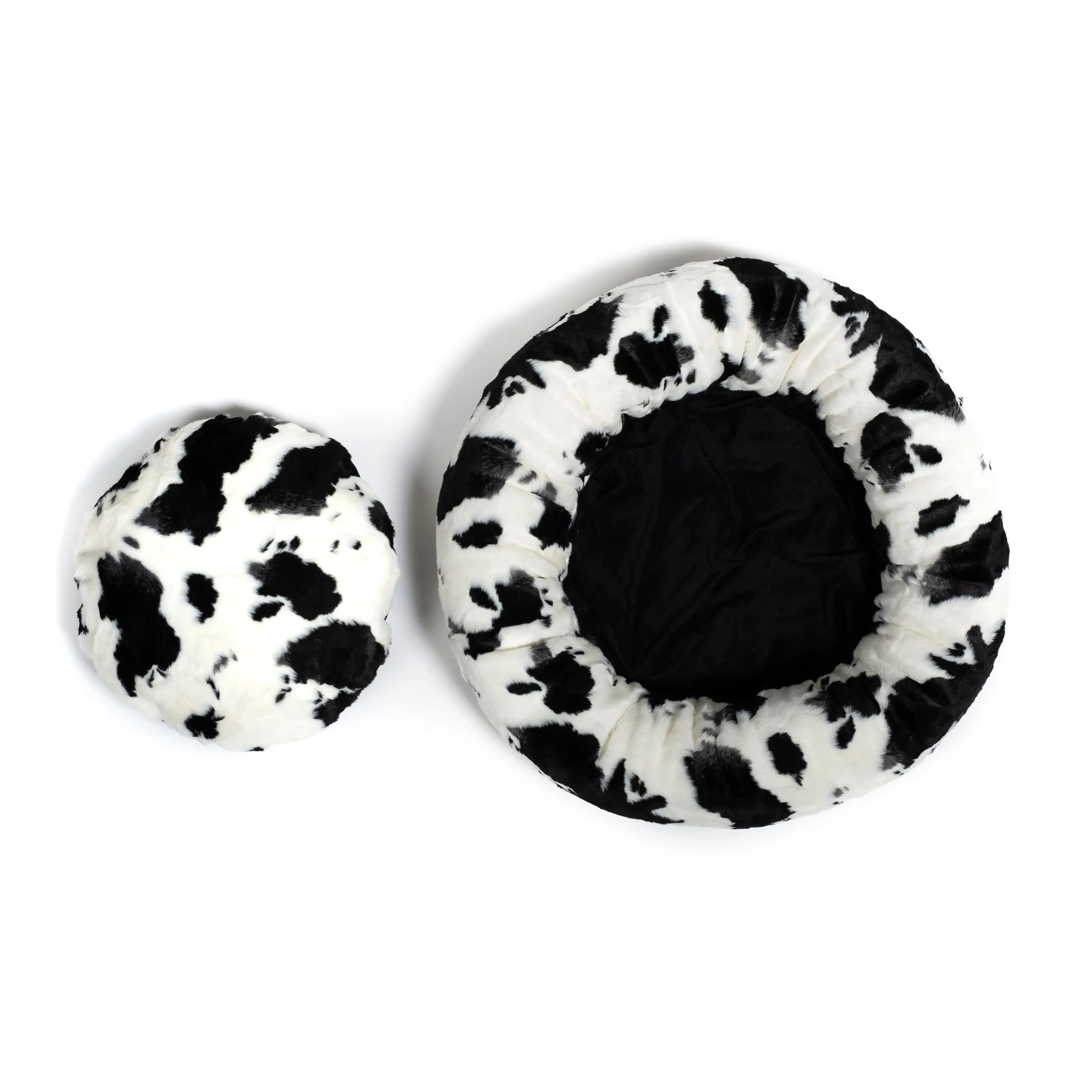 Fluffi Cow Pattern Donut Cat & Dog Bed