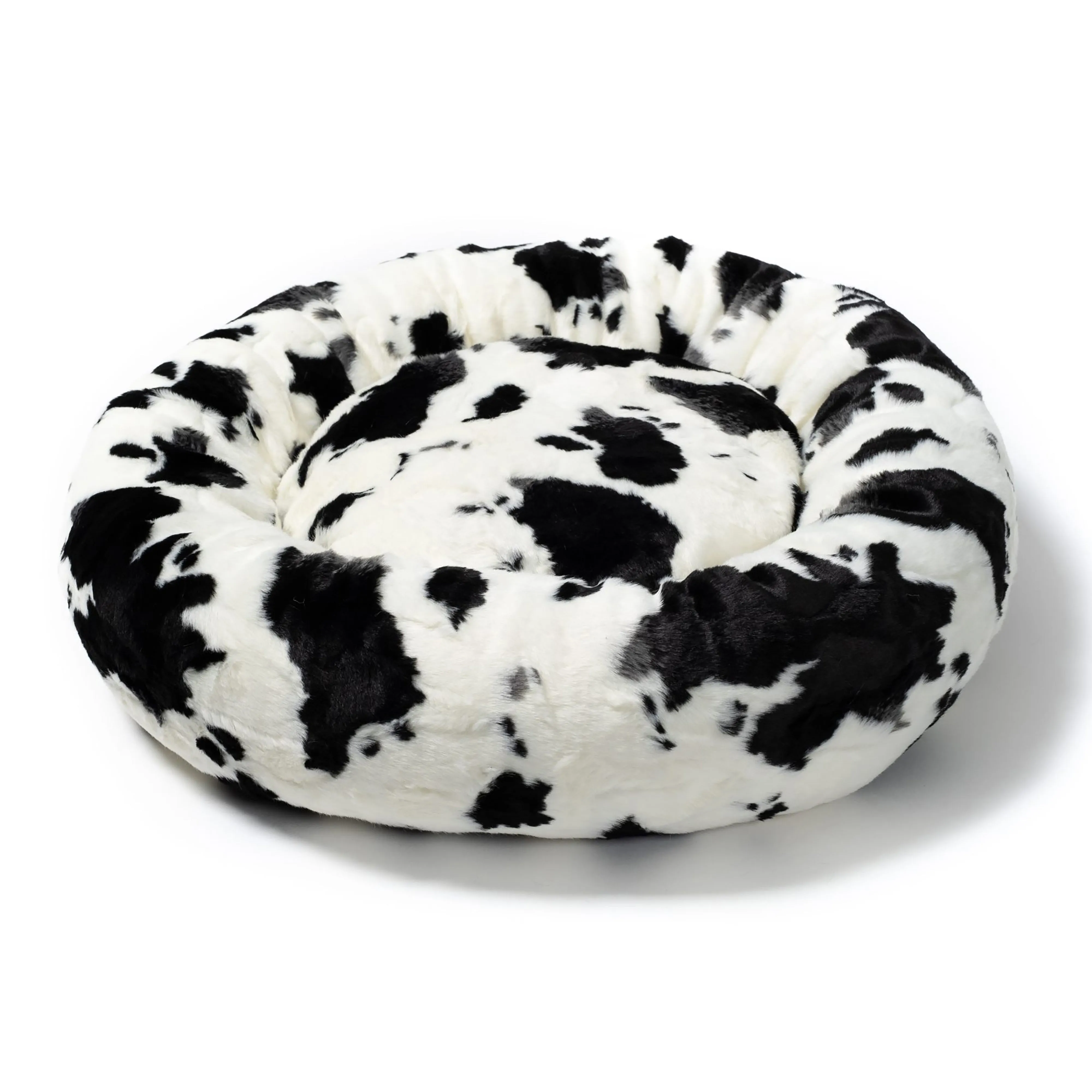 Fluffi Cow Pattern Donut Cat & Dog Bed