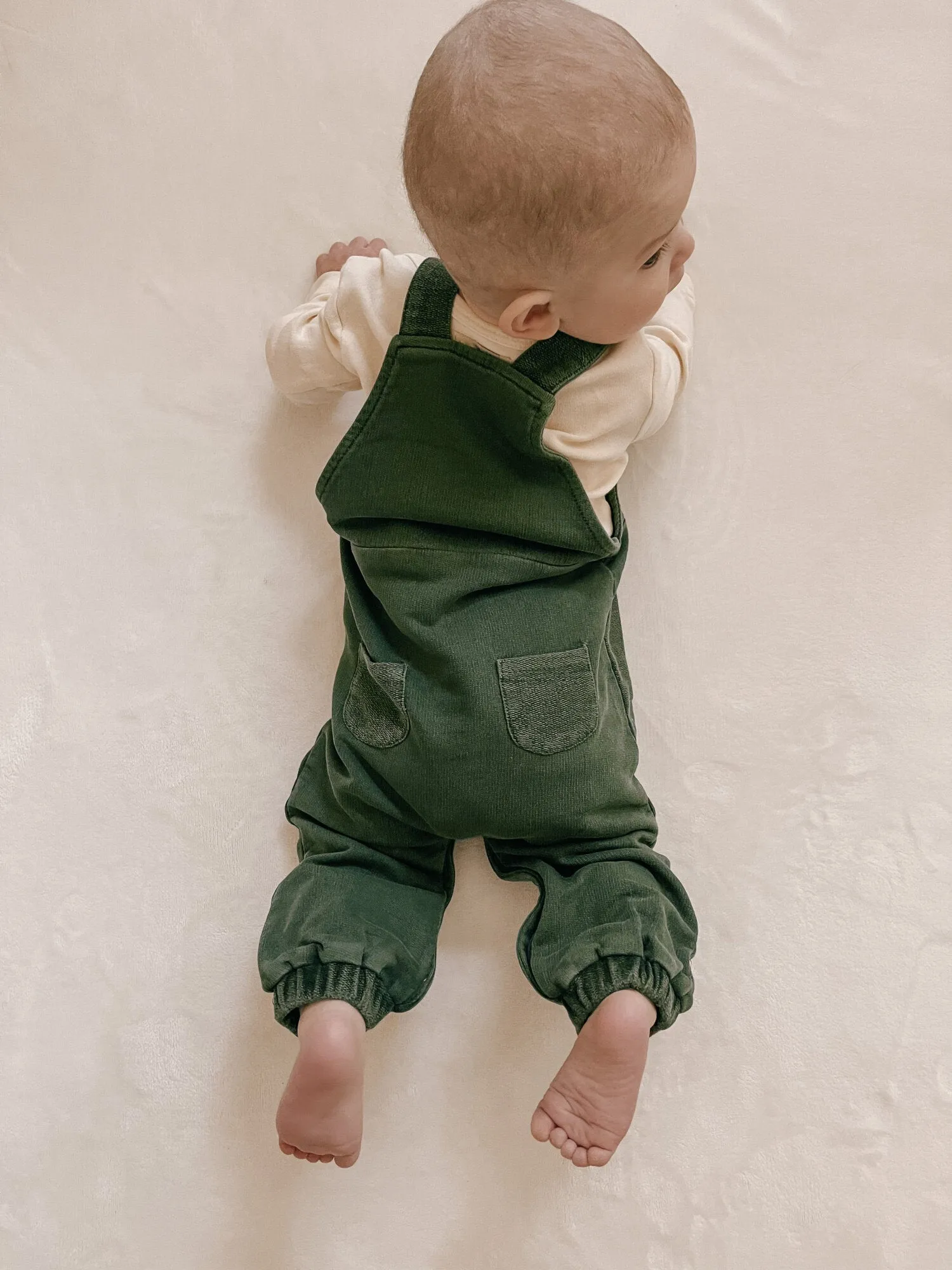 French Terry Overall Romper in Forest