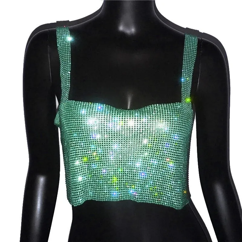 Glitter Nightclub Backless Rhinestone Tank Top