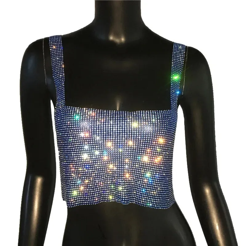 Glitter Nightclub Backless Rhinestone Tank Top