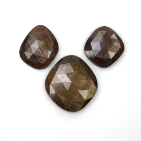 Golden Brown Chocolate Sheen SAPPHIRE Gemstone Rose Cut : 18.25cts Natural Untreated Uneven Shape 12*10.5mm - 17*15mm 3pcs (With Video)