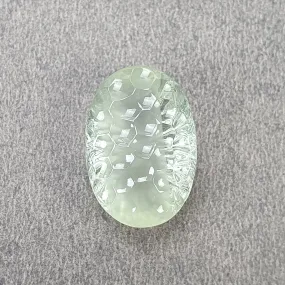 GREEN AQUAMARINE Gemstone Carving : 13.30cts Natural Untreated Aqua Hand Carved Oval Shape 19*13mm (With Video)