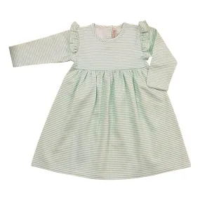 Green Stripe Pima cotton Knit Girls dress for Monograming