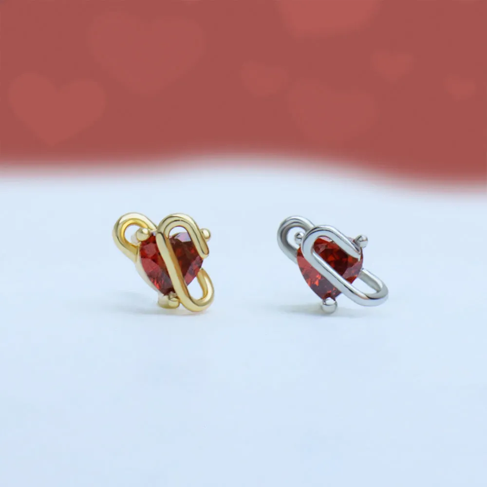 Heart Paper Clip Stud