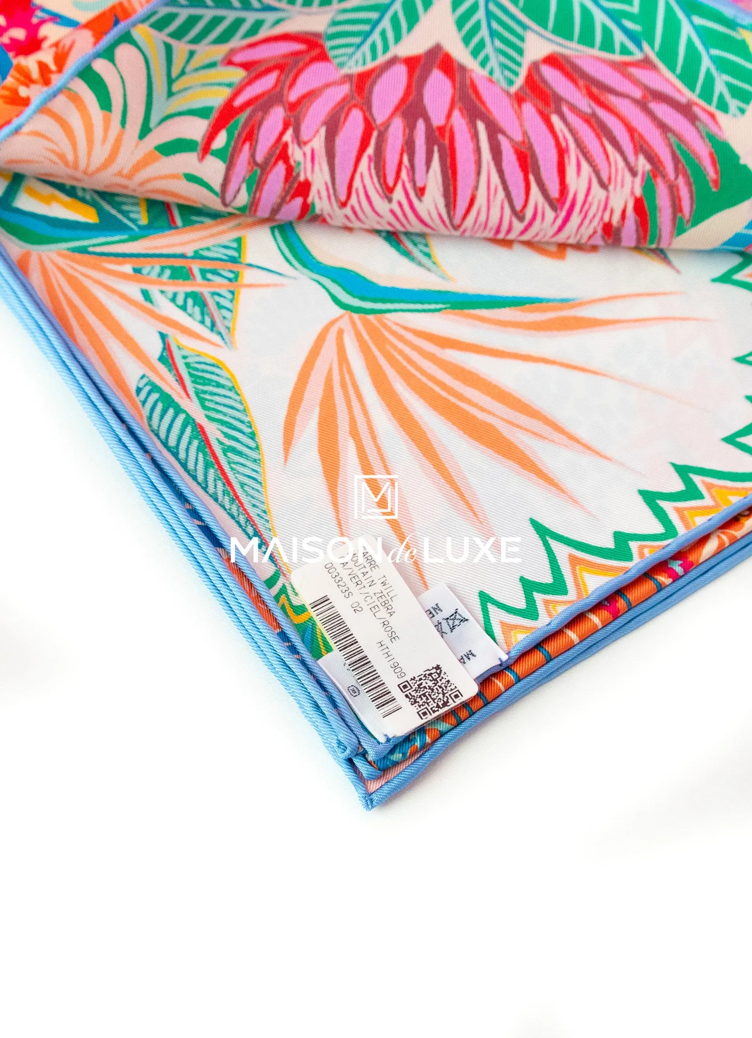 Hermes "Mountain Zebra" Green Twill Silk 90 cm Scarf