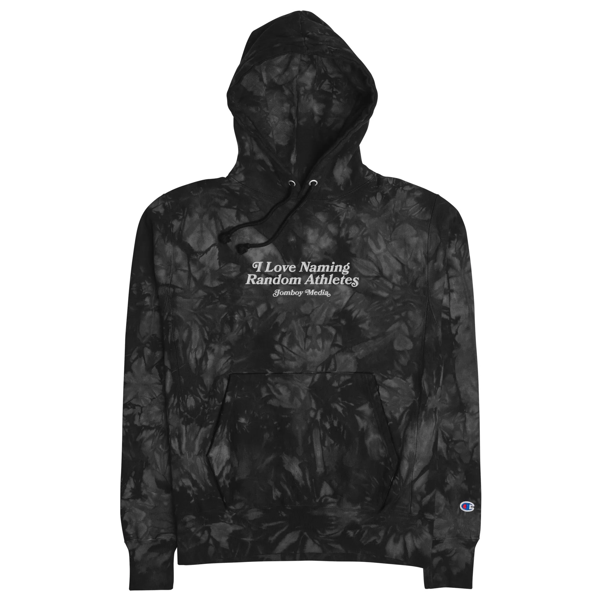 I LOVE NAMING RANDOM ATHLETES | EMBROIDERED TIE-DYE CHAMPION® HOODIE