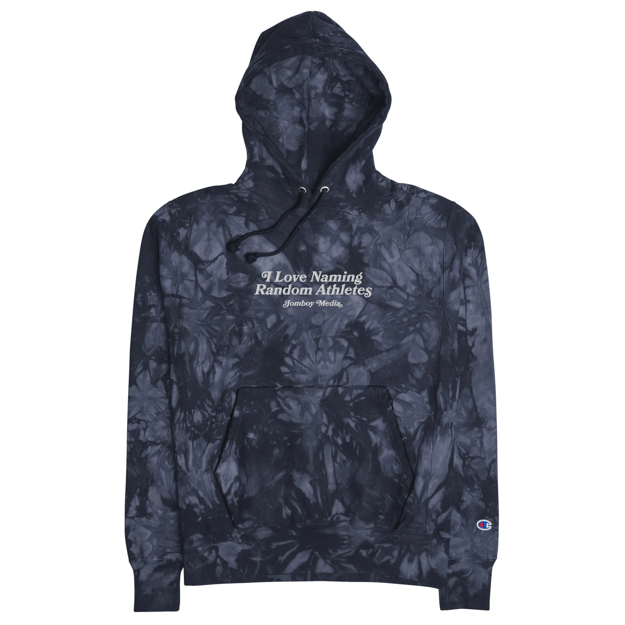 I LOVE NAMING RANDOM ATHLETES | EMBROIDERED TIE-DYE CHAMPION® HOODIE