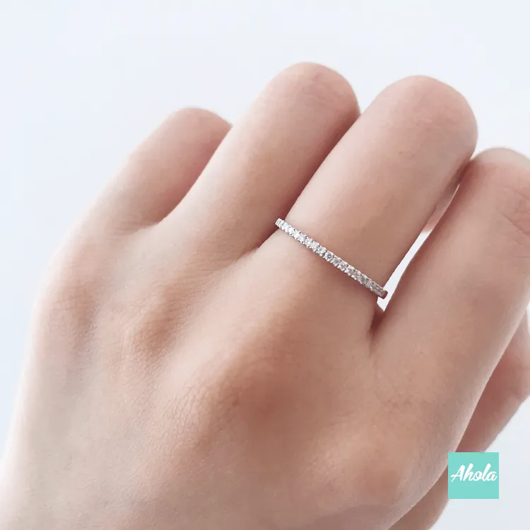 IJ004 Sterling Silver Petite Micropavé Ring 純銀鋯石線戒 | 落單後大約2-4個工作天寄出✨