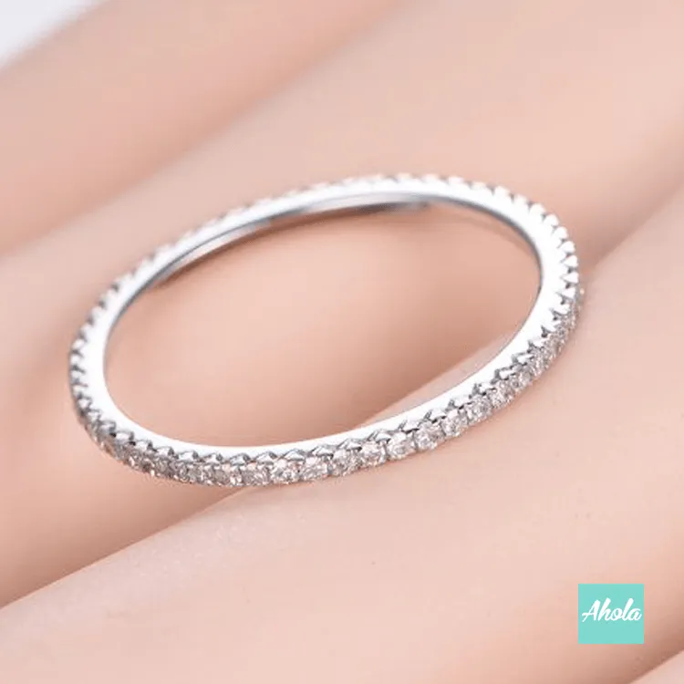 IJ004 Sterling Silver Petite Micropavé Ring 純銀鋯石線戒 | 落單後大約2-4個工作天寄出✨