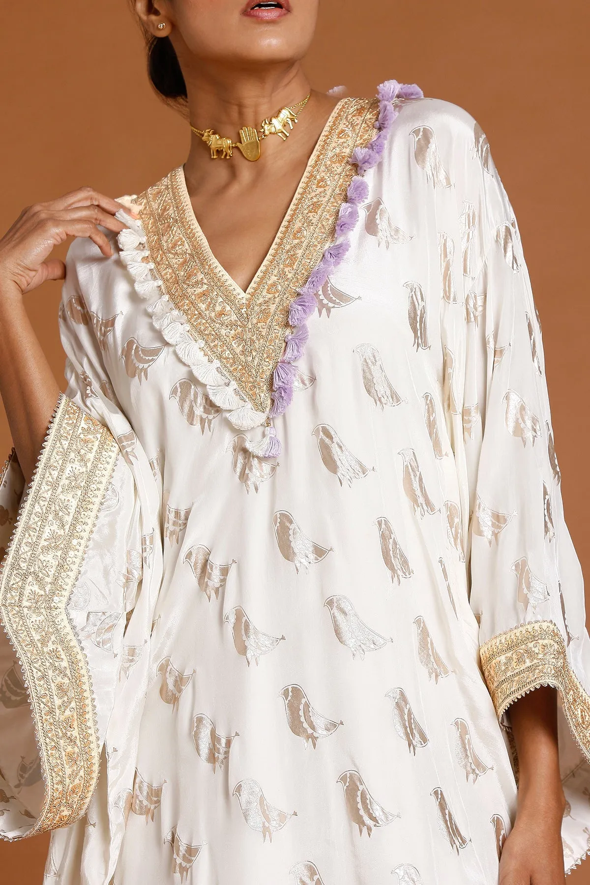 Ivory Crepe Kaftan