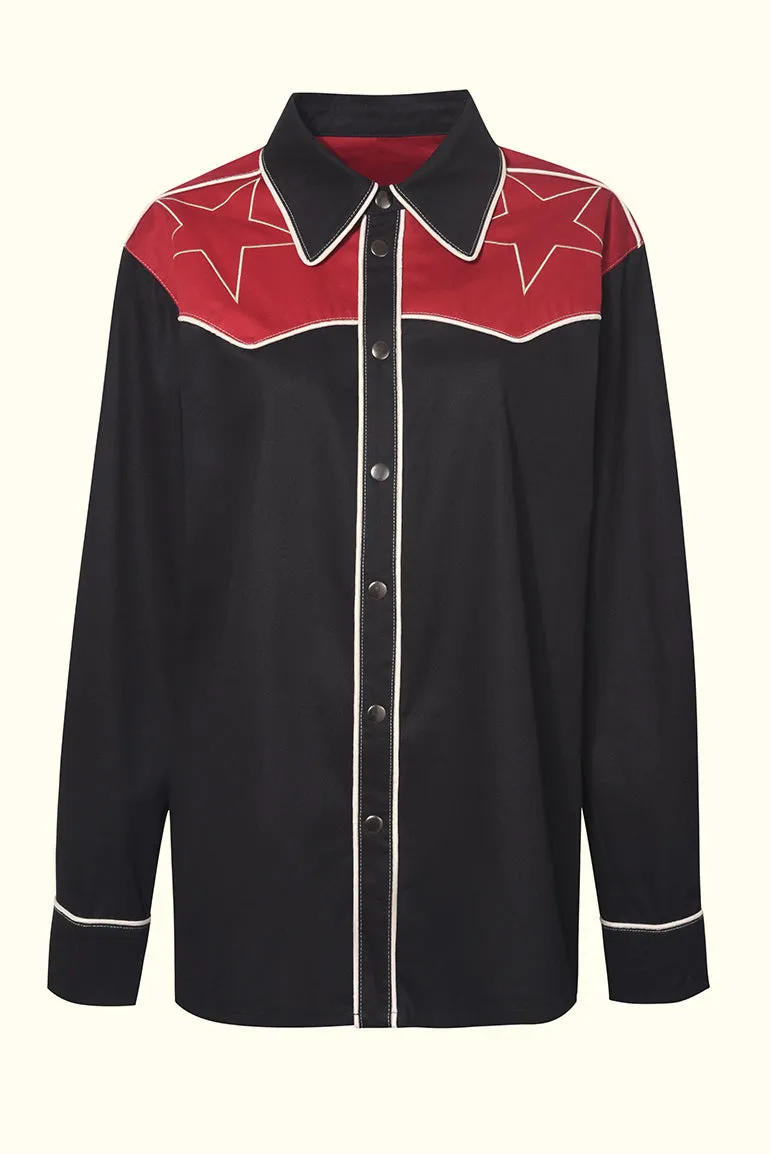 Lone Star Black Contrast Western Shirt - SSA488 - L